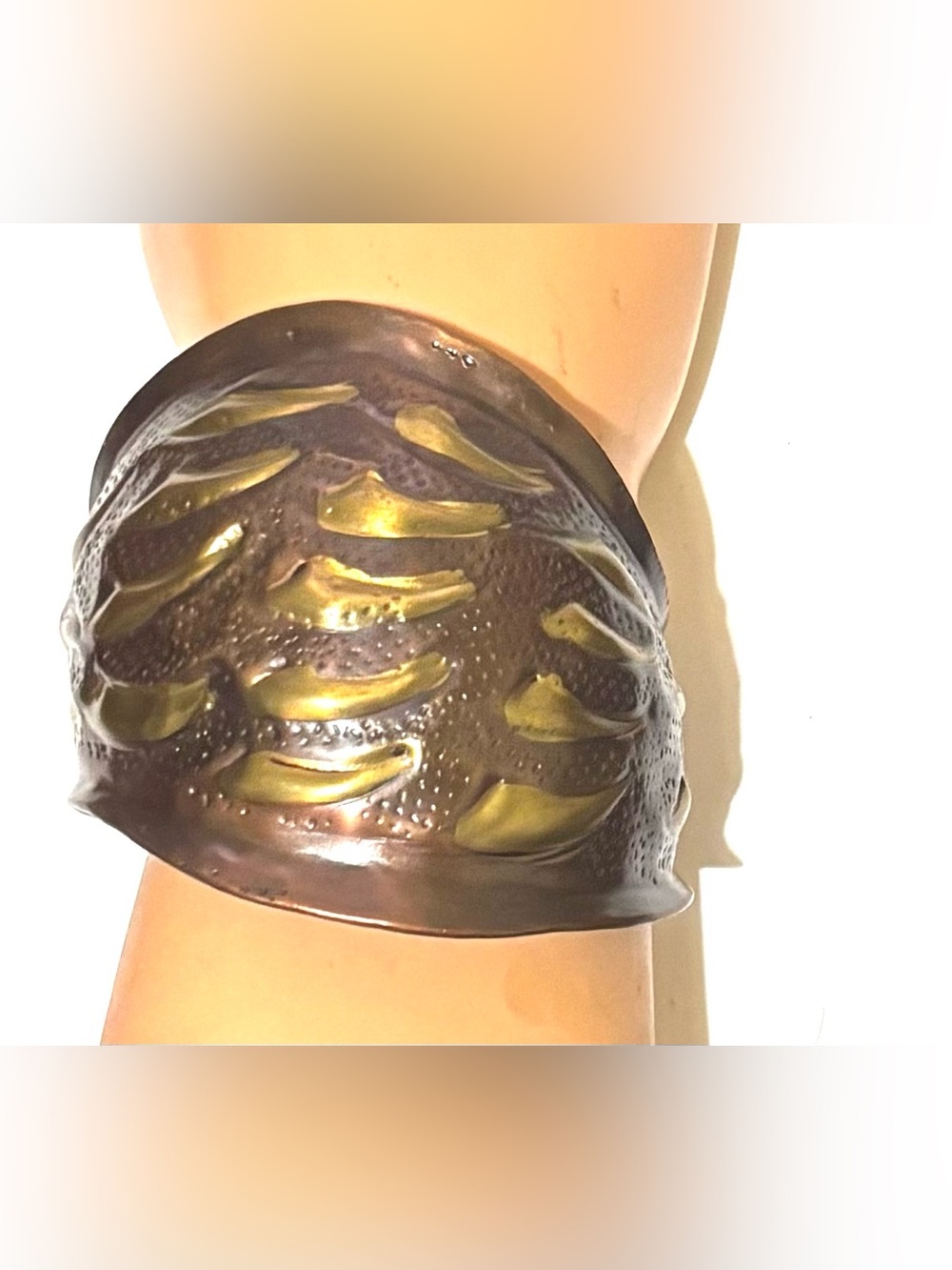 Vintage bracelet Reptile Shelter Dome in Dark Brown with Gold Accents